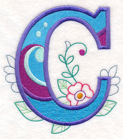 Vintage Flower Fade Letter C - 6 Inch