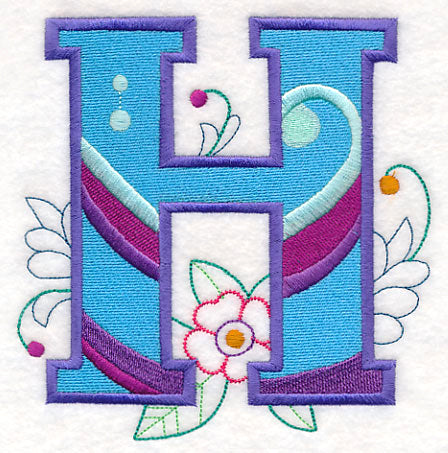 Vintage Flower Fade Letter H - 6 Inch