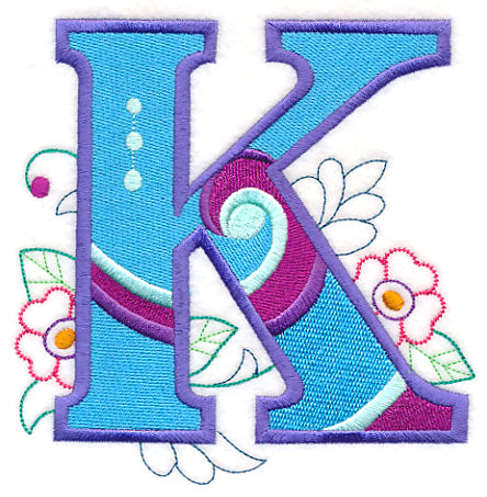 Vintage Flower Fade Letter K - 6 Inch