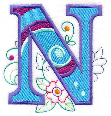 Vintage Flower Fade Letter N - 6 Inch