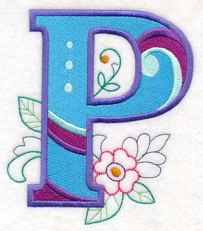 Vintage Flower Fade Letter P - 6 Inch
