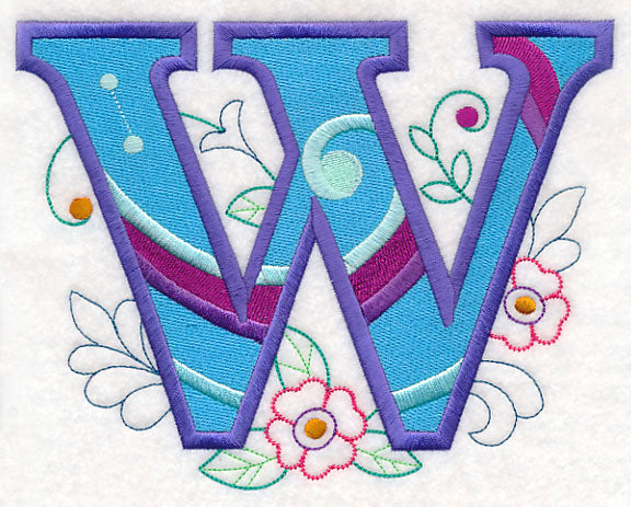 Vintage Flower Fade Letter W - 6 Inch