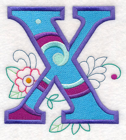 Vintage Flower Fade Letter X - 6 Inch