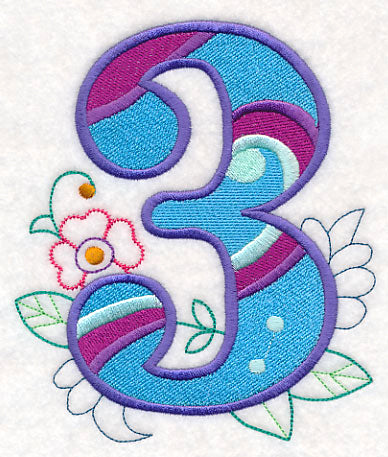 Vintage Flower Fade Number 3 - 6 Inch