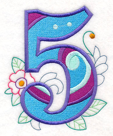 Vintage Flower Fade Number 5 - 6 Inch