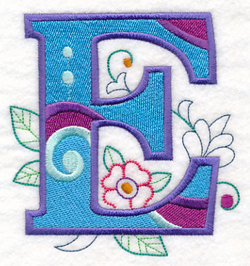 Vintage Flower Fade Letter E - 6 Inch