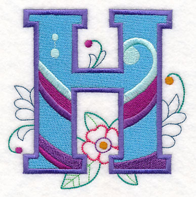 Vintage Flower Fade Letter H - 6 Inch