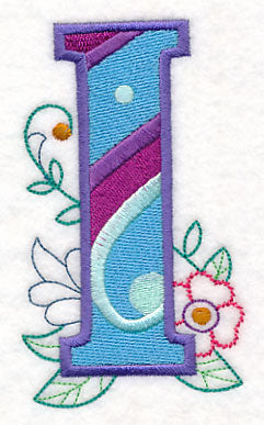 Vintage Flower Fade Letter I - 6 Inch