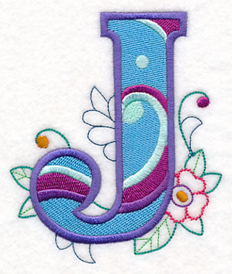 Vintage Flower Fade Letter J - 6 Inch
