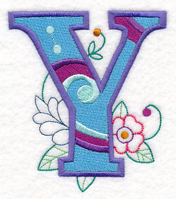 Vintage Flower Fade Letter Y - 6 Inch