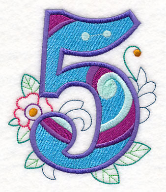 Vintage Flower Fade Number 5 - 6 Inch