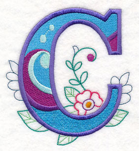 Vintage Flower Fade Letter C - 6 Inch