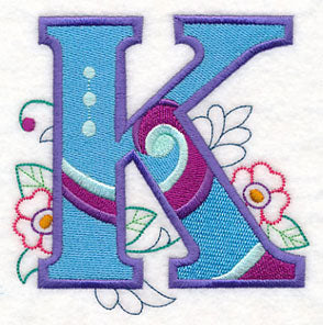 Vintage Flower Fade Letter K - 6 Inch