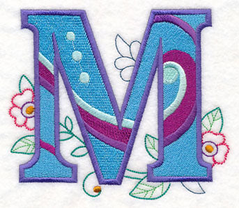 Vintage Flower Fade Letter M - 6 Inch