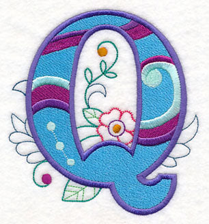 Vintage Flower Fade Letter Q - 6 Inch