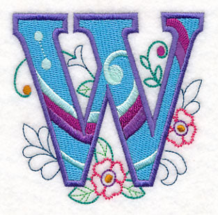 Vintage Flower Fade Letter W - 6 Inch