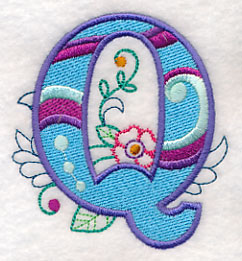 Vintage Flower Fade Letter Q - 6 Inch