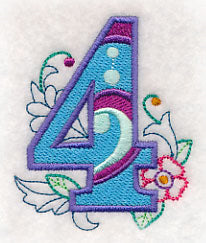 Vintage Flower Fade Number 4 - 6 Inch