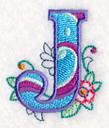 Vintage Flower Fade Letter J - 6 Inch