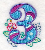 Vintage Flower Fade Number 3 - 6 Inch