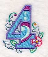 Vintage Flower Fade Number 4 - 6 Inch