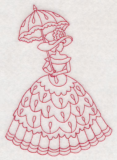 Victorian Lady - Teardrop Dress (Redwork)