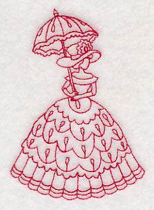 Victorian Lady - Teardrop Dress (Redwork)