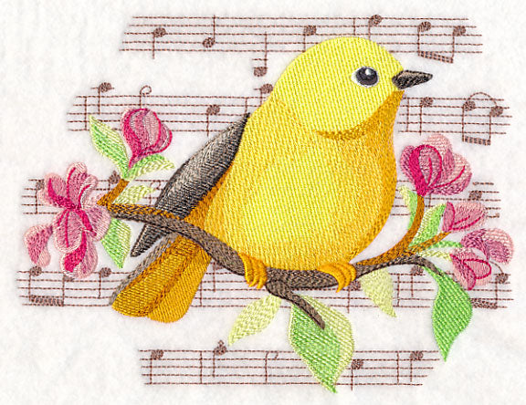 Songbird Yellow Warbler in Watercolor