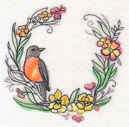 Robin Wreath in Watercolor