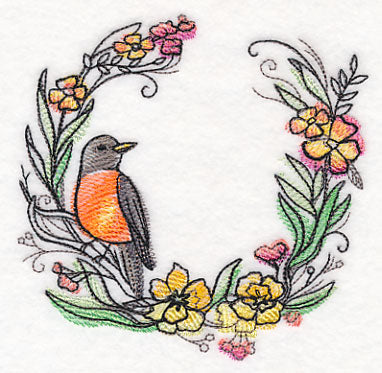 Robin Wreath in Watercolor
