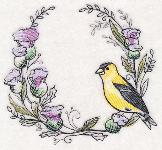 Goldfinch Wreath in Watercolor