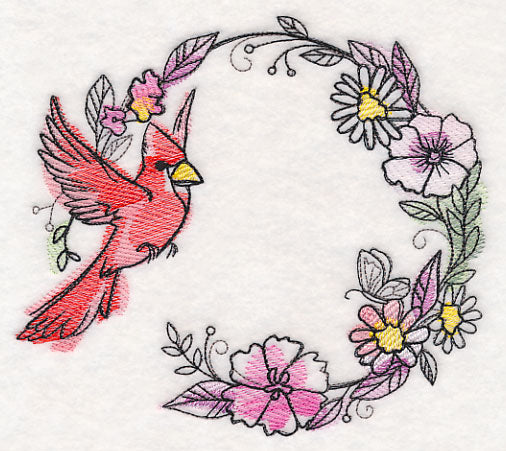 Cardinal Wreath in Watercolor
