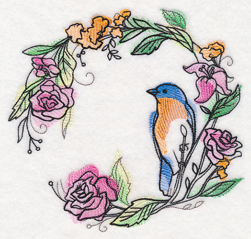 Bluebird Wreath in Watercolor