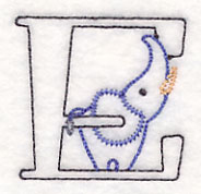 Baby Animals Letter E (Vintage) - 4 1/2 Inch