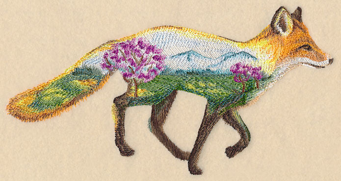 Fox and Landscape in Watercolor