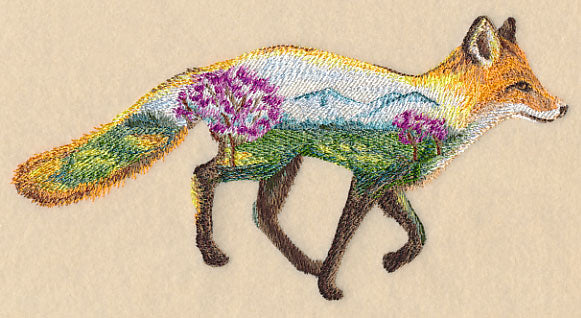 Fox and Landscape in Watercolor