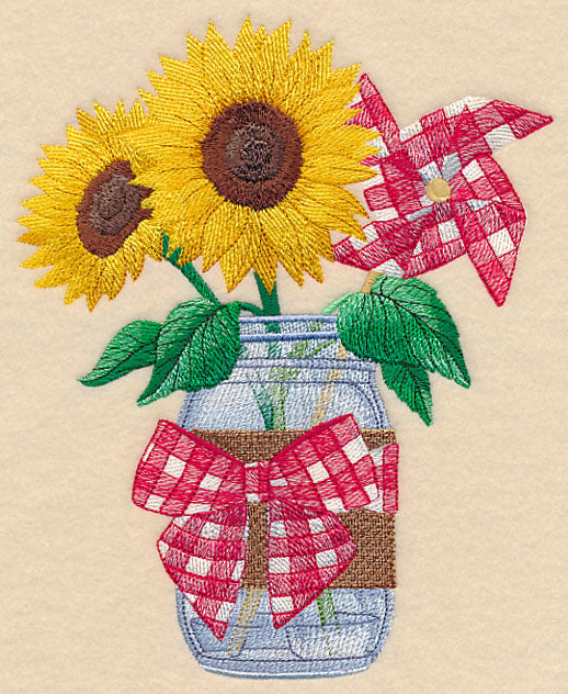 Sunflowers and Pinwheel Mason Jar