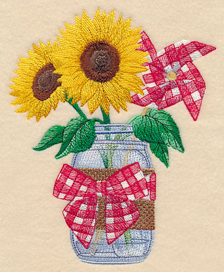 Sunflowers and Pinwheel Mason Jar