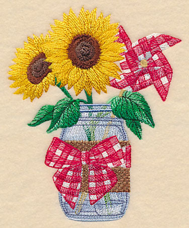Sunflowers and Pinwheel Mason Jar