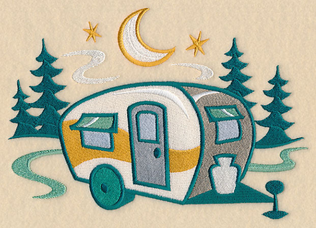 Retro Camping Camper Scene