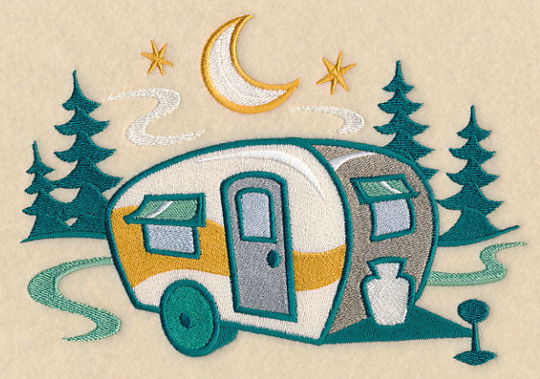 Retro Camping Camper Scene