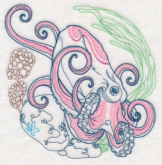 Undersea Octopus Etching
