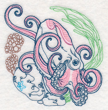 Undersea Octopus Etching