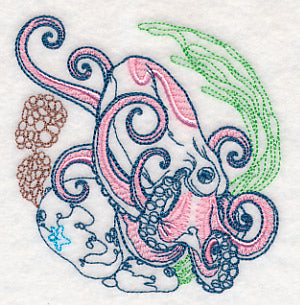 Undersea Octopus Etching