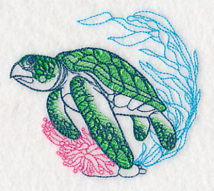 Undersea Sea Turtle Etching