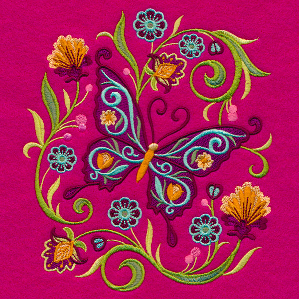 Jacobean Butterfly and Blooms