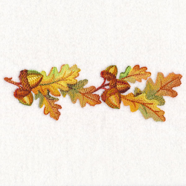Fall Oak Leaves Border in Watercolor