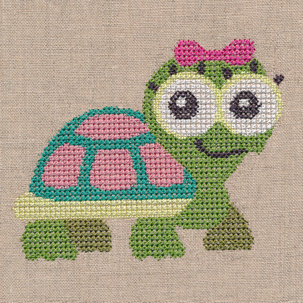 Wide-Eyed Baby Girl Turtle (Cross Stitch)