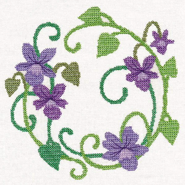 Violet Wreath (Cross Stitch)