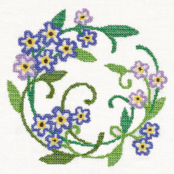 Forget-Me-Not Wreath (Cross Stitch)